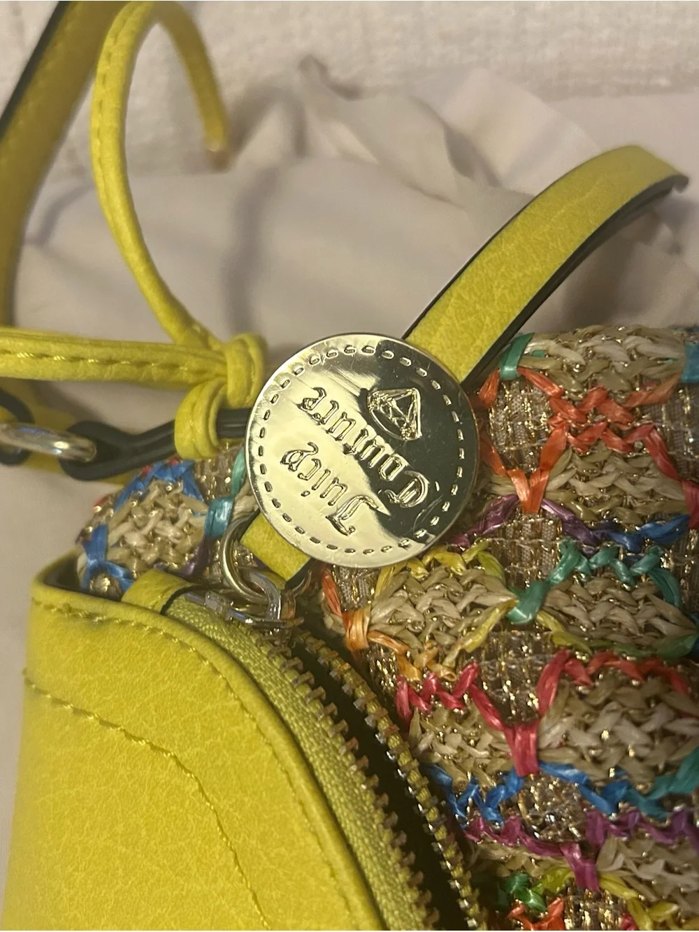 Juicy Couture Yellow Woven Multicolor Crossbody Bag